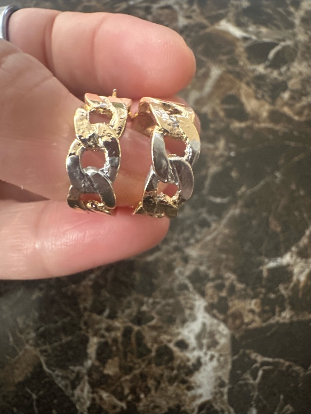 Gold-Tone and Silver-Tone Link Hoop Earrings